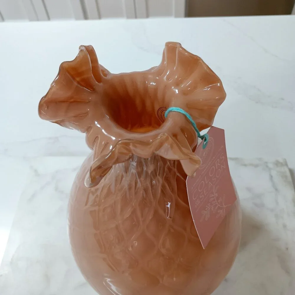 NEW! EXQUISITE RUFFLED TOP Ornate VASE OH MY!